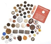 Assorted Coins, Buttons, Tokens, Fobs and others