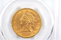 1897 Coronet Head $10 Eagle Gold Coin MS61 PCGS