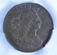 1804 Draped Bust Half Cents : Crosslet 4 -Stems