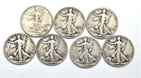 Silver Walking Liberty Dollars - 7 coin collection