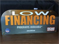 Scag "Low Financing" Dealer Sales Sign