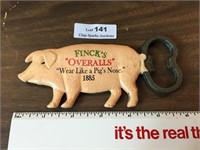 Fink's Overalls Cast Iron Pig Bottle Opener