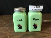 Jadite Scottie Dog Salt & Pepper Shakers set