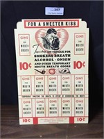 Vintage NOS Gins Breath Mint Advertising Board
