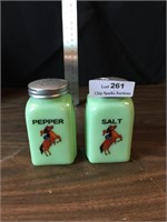 Jadite Cowgirl Salt & Pepper Shaker Set