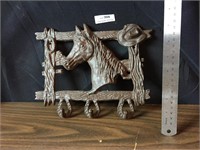 Cast Iron Western Cowboy Horse Key Rack