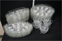 Glass Snack Trays (24) & Cups (9)