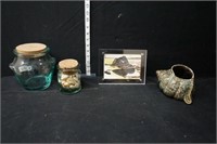 Photo Frame, Glass Canisters & Shell