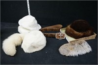 Fur Hats (3), Belt & Glove