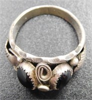 Onyx & Sterling Silver Native American Ring -