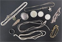 Lot of Sterling Silver Jewelry & Silver Coins