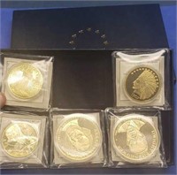 5 American  Mint 24K Gold Replica Coins