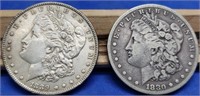 1880-S & 1889 Morgan Silver Dollars