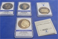 4 Different American Mint 24K Gold Layered Replica