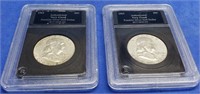 2 - 1963 Franklin Slabbed Silver Half Dollars