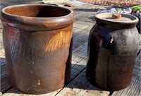 2 Stoneware Crock Jars