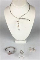 Sterling Silver Necklace, Bracelet, Ring &