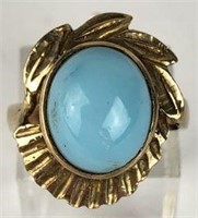 14K Gold Ring with Blue Stone