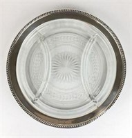 Sterling Silver Rimmed Divided Glass Tray