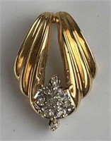 14K Gold Pendant with Clear Stones