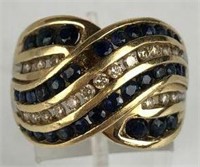 14K Gold Ring with Colored & Clear Stones