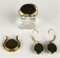Pair of 14K Gold Earrings with Stones &