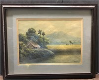 FRAMED WATERCOLOR PICTURE OF HUT