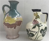 2 POTTERY CERAMIC SMALL PITCHERS