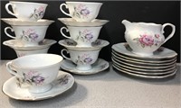 LOT OF FLORAL TEACUPS, SAUCERS, PLATES