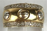 14K Gold Ring with Clear Stones