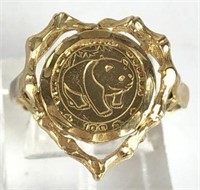 10K Gold Panda Ring with Sizing Brace
