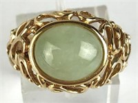 14K Gold Ring with Green Stone