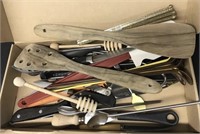 BOX OF ASSORTED KITCHEN UTENCILS