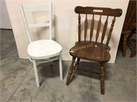 Pair of wooden straight side chairs