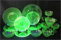 Vaseline Glass Cups, Bowls & Saucers