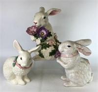 Glazed Ceramic Rabbits - Lot of 3