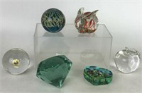 Selection of Art Glass Paperweights, Apple &