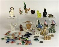 Assortment of Animal Figurines, Art Glass Candy,