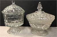 2 LIDDED GLASS CONTAINERS