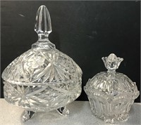 2 LIDDED CRYSTAL CONTAINERS