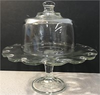 GLASS CAKE PLATE WITH SMALL DOME