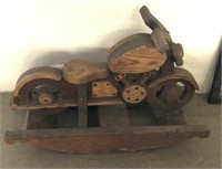Vintage Wood Motorcycle Rocking Toy