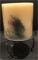 LARGE SPRUCE CANDLE ON STAND