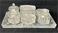 Lidded Glass Trinket Boxes & Tray