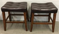 Counter Height Wooden Stools with Leather Like