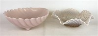 Fenton Footed Pink Shell Bowl & Opalescent