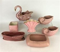 Assortment of Glazed Pink Planters