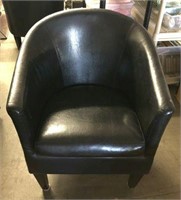 Leather Like Barrel Back Chair
