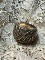 Sterling 925& Marcasite Ring  Approx x3/4 Wide