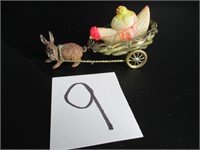 Early Wire Easter Rabbit Toy w/ Celluloid Hen